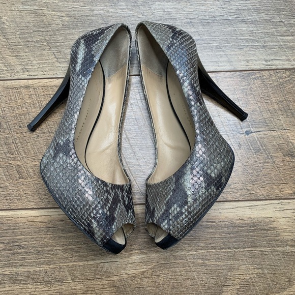 Giuseppe Zanotti Snakeskin Open Toe Animal Print Heels sz 37 - Picture 6 of 8